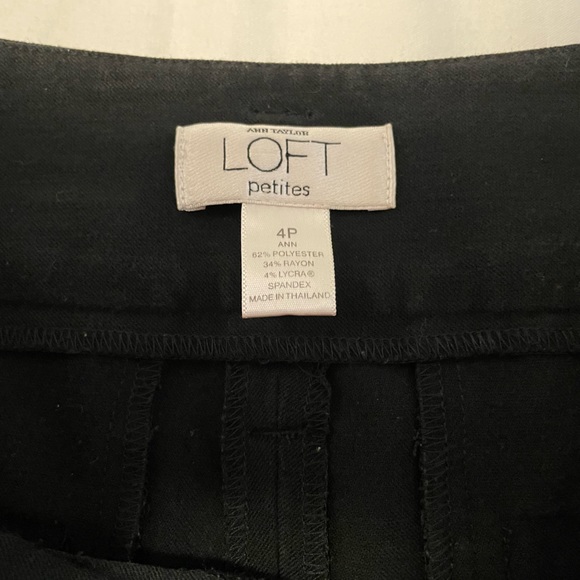 LOFT Pleated Wide Leg Trousers with belt Dress Pants Culottes Black Women’s 4P - Picture 7 of 9